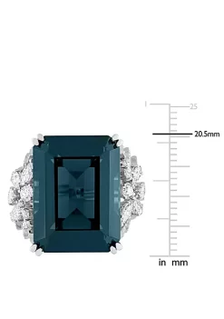 Promo 👍 31 ct. t.g.w. London Blue Topaz and 1.77 ct. t.w. Diamond Cocktail Ring in 14K White Gold by Belk & Co. 🤩 -DealsBelk & Co. Store Belk 25399