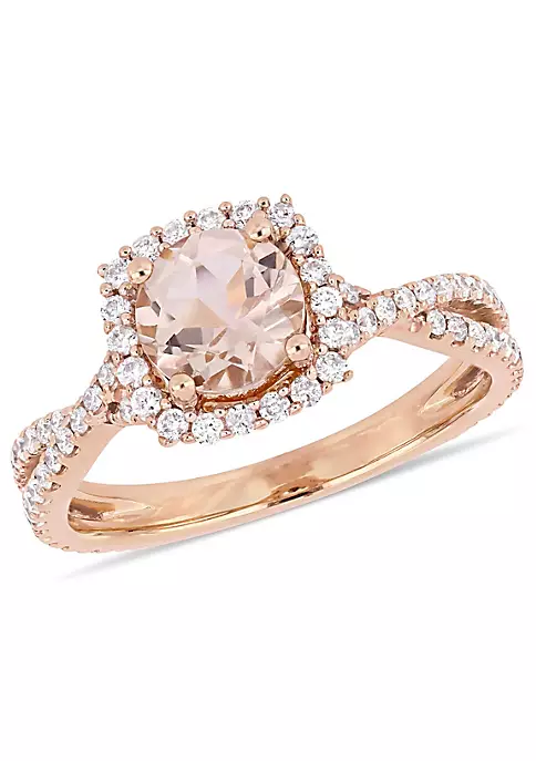Cheapest 🔥 Morganite and 1/2 CT TW Diamond Halo Crossover Engagement Ring in 14k Rose Gold by Belk & Co. 🎁 1 Cheapest 🔥 Morganite and 1/2 CT TW Diamond Halo Crossover Engagement Ring in 14k Rose Gold by Belk & Co. 🎁
