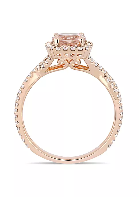 Cheapest 🔥 Morganite and 1/2 CT TW Diamond Halo Crossover Engagement Ring in 14k Rose Gold by Belk & Co. 🎁 3 Cheapest 🔥 Morganite and 1/2 CT TW Diamond Halo Crossover Engagement Ring in 14k Rose Gold by Belk & Co. 🎁 - Image 3