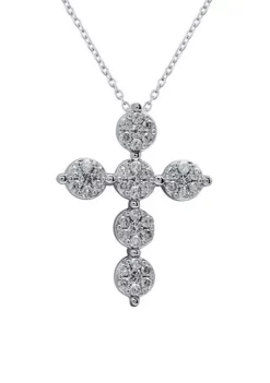 Best Sale 👍 1/2 ct. t.w. Diamond Cross Necklace in 10K White Gold with 18" Cable Chain by Belk & Co. 🧨