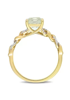 Budget 🛒 Cushion Green Quartz and 1/10 CT TW Diamond Link Ring in 10k Yellow Gold by Belk & Co. 🤩 -DealsBelk & Co. Store Belk 25427