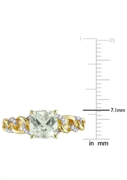 Budget 🛒 Cushion Green Quartz and 1/10 CT TW Diamond Link Ring in 10k Yellow Gold by Belk & Co. 🤩 -DealsBelk & Co. Store Belk 25428