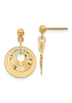Discount 💯 14K Yellow Gold Polished Circles Post Dangle Earrings by Belk & Co. 🔔 -DealsBelk & Co. Store Belk 25453