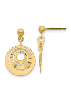 Discount 💯 14K Yellow Gold Polished Circles Post Dangle Earrings by Belk & Co. 🔔 -DealsBelk & Co. Store Belk 25454