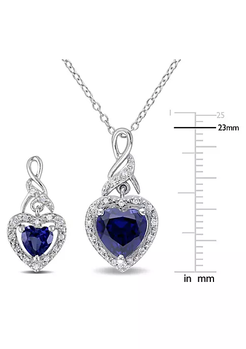 Promo ⭐ Lab Created 2-Piece Set of 3.40 ct. t.g.w. Created Blue Sapphire and 1/5 ct. t.w. Diamond Twisted Heart Earrings and Pendant with Chain in Sterling Silver by Belk & Co. 🥰 3 Promo ⭐ Lab Created 2-Piece Set of 3.40 ct. t.g.w. Created Blue Sapphire and 1/5 ct. t.w. Diamond Twisted Heart Earrings and Pendant with Chain in Sterling Silver by Belk & Co. 🥰 - Image 3