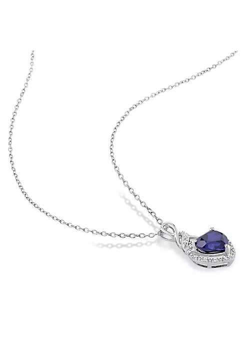 Promo ⭐ Lab Created 2-Piece Set of 3.40 ct. t.g.w. Created Blue Sapphire and 1/5 ct. t.w. Diamond Twisted Heart Earrings and Pendant with Chain in Sterling Silver by Belk & Co. 🥰 4 Promo ⭐ Lab Created 2-Piece Set of 3.40 ct. t.g.w. Created Blue Sapphire and 1/5 ct. t.w. Diamond Twisted Heart Earrings and Pendant with Chain in Sterling Silver by Belk & Co. 🥰 - Image 4