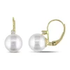 Buy 🌟 9-9.5 Millimeter Cultured Freshwater Pearl and 1/10 ct. t.w. Diamond Earrings in 14k Yellow Gold by Belk & Co. 🥰