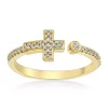 Buy 🎉 1/8 ct. t.w. Diamond Sideways Cross Open Shank Ring in Sterling Silver with 14K Yellow Gold Plate by Belk & Co. 🎁