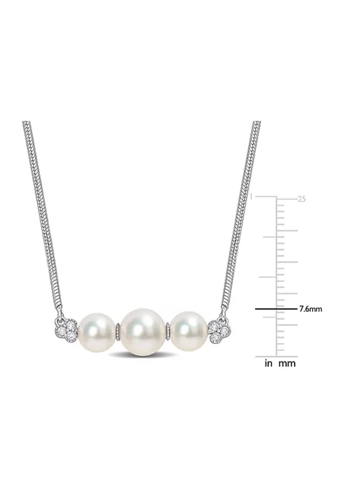New ๐ฏ Freshwater Cultured Pearl and 1/5 CT TGW White Topaz Bar Necklace in Sterling Silver by Belk & Co. โญ 3 New ๐ฏ Freshwater Cultured Pearl and 1/5 CT TGW White Topaz Bar Necklace in Sterling Silver by Belk & Co. โญ - Image 3