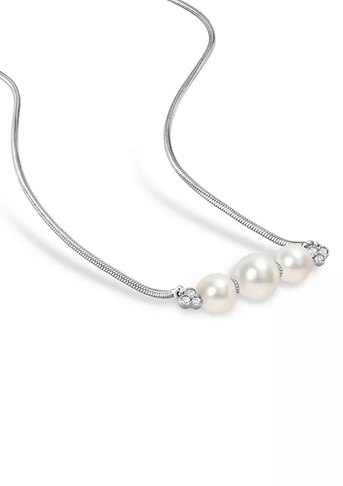 New ๐ฏ Freshwater Cultured Pearl and 1/5 CT TGW White Topaz Bar Necklace in Sterling Silver by Belk & Co. โญ 4 New ๐ฏ Freshwater Cultured Pearl and 1/5 CT TGW White Topaz Bar Necklace in Sterling Silver by Belk & Co. โญ - Image 4