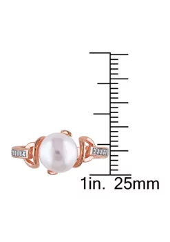 Wholesale ✔️ 8 MM White Cultured Freshwater Pearl and Diamond Solitaire Twist Ring in Rose Plated Sterling Silver by Belk & Co. 👍 -DealsBelk & Co. Store Belk 25488