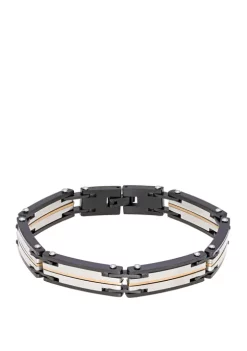 Budget 🧨 Stainless Steel Bracelet with Black and Gold IP and Lock Extender by Belk & Co. 😉