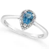 Top 10 👏 Sterling Silver 6x4mm Pear Shaped Blue Topaz Diamond Accent Halo Ring by Belk & Co. 🥰