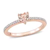 Discount 👍 1/2 ct. t.w. Morganite and 1/10 ct. t.w. Diamond Heart Promise Ring in 10k Rose Gold by Belk & Co. 🎉