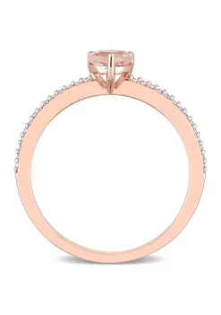 Discount 👍 1/2 ct. t.w. Morganite and 1/10 ct. t.w. Diamond Heart Promise Ring in 10k Rose Gold by Belk & Co. 🎉 -DealsBelk & Co. Store Belk 25558