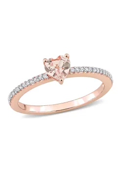 Discount 👍 1/2 ct. t.w. Morganite and 1/10 ct. t.w. Diamond Heart Promise Ring in 10k Rose Gold by Belk & Co. 🎉 -DealsBelk & Co. Store Belk 25561