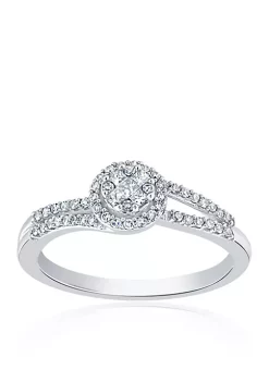 Budget ⌛ 0.26 ct. t.w. Diamond Round Cluster Ring in 10K White Gold by Belk & Co. ❤️ -DealsBelk & Co. Store Belk 25569