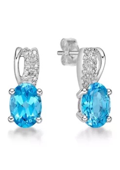 Best Sale 🎉 1.0 ct. t.w. Blue Topaz and 0.08 ct. t. w.Diamond Earrings in 10K White Gold by Belk & Co. 👏 -DealsBelk & Co. Store Belk 25572