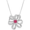 Hot Sale 🛒 2.78 ct. t.g.w. Pink Topaz and White Topaz Flower Pendant With Chain in Sterling Silver by Belk & Co. 🔔
