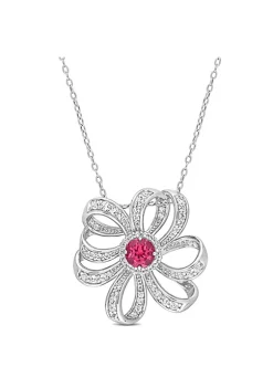 Hot Sale 🛒 2.78 ct. t.g.w. Pink Topaz and White Topaz Flower Pendant With Chain in Sterling Silver by Belk & Co. 🔔 -DealsBelk & Co. Store Belk 25589