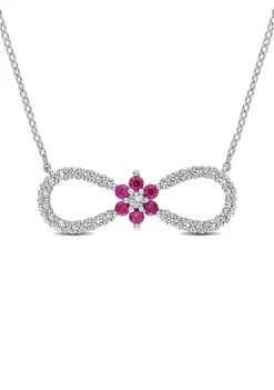 Best deal ❤️ Lab Created Created Ruby and Created White Sapphire Infinity Floral Necklace in Sterling Silver by Belk & Co. 😍