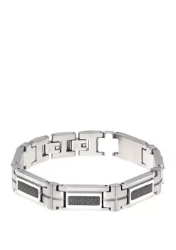 Budget 😉 Stainless Steel Bracelet with Carbon Fiber and Extender Lock by Belk & Co. 🎉