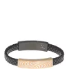 Best deal 😍 Damascus Steel and Leather Bracelet with Black and Gold Tone IP by Belk & Co. 🛒