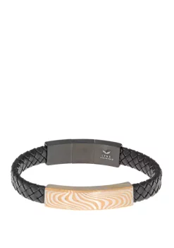 Best deal 😍 Damascus Steel and Leather Bracelet with Black and Gold Tone IP by Belk & Co. 🛒 -DealsBelk & Co. Store Belk 25604