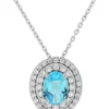 Best deal ⭐ Lab Created Swiss Blue Topaz and White Sapphire Pendant Necklace with 18" Cable Chain in Sterling Silver by Belk & Co. 🌟