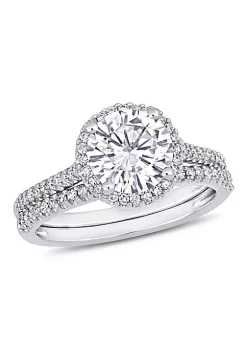 Promo 😉 Lab Created Round-Cut Created Moissanite and 1/3 CT TW Diamond Bridal Set in 14k White Gold by Belk & Co. 😍 -DealsBelk & Co. Store Belk 25635