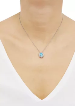 Best deal ⭐ Lab Created Swiss Blue Topaz and White Sapphire Pendant Necklace with 18" Cable Chain in Sterling Silver by Belk & Co. 🌟 -DealsBelk & Co. Store Belk 2564