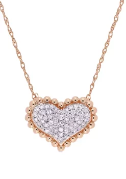 Flash Sale 🤩 1/4 ct. t.w. Diamond Clustered Heart Necklace in 10k Rose Gold by Belk & Co. ⌛