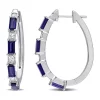 Best reviews of 👏 Lab Created 3.62 ct. t.w. Created Blue and White Sapphire Oval Hoop Earrings in Sterling Silver by Belk & Co. 😀