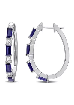 Best reviews of 👏 Lab Created 3.62 ct. t.w. Created Blue and White Sapphire Oval Hoop Earrings in Sterling Silver by Belk & Co. 😀 -DealsBelk & Co. Store Belk 25672
