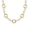 Best Pirce ⌛ 9-10mm Cultured Freshwater Pearl and Circle Rings Station Necklace in 18k Yellow Gold Plated Sterling Silver by Belk & Co. 🔔