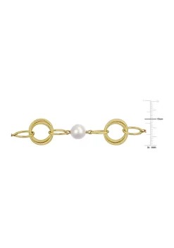 Best Pirce ⌛ 9-10mm Cultured Freshwater Pearl and Circle Rings Station Necklace in 18k Yellow Gold Plated Sterling Silver by Belk & Co. 🔔 -DealsBelk & Co. Store Belk 25687