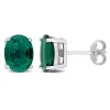 Best deal 🎁 Lab Created 3.2 CT TGW Oval Created Emerald Stud Earrings in Sterling Silver by Belk & Co. ⭐