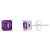 Outlet 🔥 Sterling Silver 6mm Asscher Amethyst Stud Earrings by Belk & Co. 😍