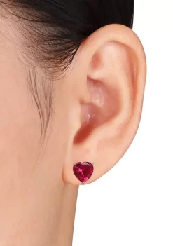 Coupon 😍 Lab Created 5.68 ct. t.g.w. Heart Shaped Created Ruby Stud Earrings in Sterling Silver by Belk & Co. 👍 -DealsBelk & Co. Store Belk 25711