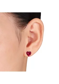 Coupon 😍 Lab Created 5.68 ct. t.g.w. Heart Shaped Created Ruby Stud Earrings in Sterling Silver by Belk & Co. 👍 -DealsBelk & Co. Store Belk 25712