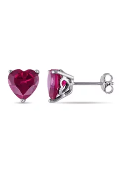 Coupon 😍 Lab Created 5.68 ct. t.g.w. Heart Shaped Created Ruby Stud Earrings in Sterling Silver by Belk & Co. 👍 -DealsBelk & Co. Store Belk 25713