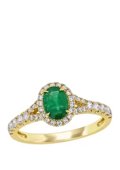 Brand new 👏 Emerald and Diamond Halo Split Shank Ring by Belk & Co. 😀