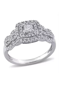 Promo 🌟 1/2 ct. t.w. Diamond Princess-Cut Halo Engagement Ring in 10k White Gold by Belk & Co. 🌟 -DealsBelk & Co. Store Belk 25723