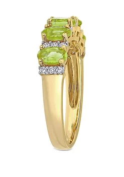 Outlet ⭐ 1.2 ct. t.w. Peridot and 1/6 ct. t.w. Diamond Semi Eternity Ring in 14k Yellow Gold by Belk & Co. 😍 -DealsBelk & Co. Store Belk 25726
