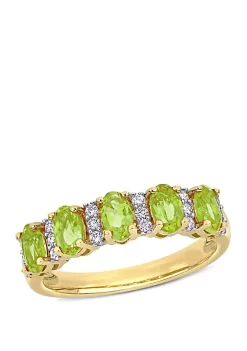 Outlet ⭐ 1.2 ct. t.w. Peridot and 1/6 ct. t.w. Diamond Semi Eternity Ring in 14k Yellow Gold by Belk & Co. 😍 -DealsBelk & Co. Store Belk 25728