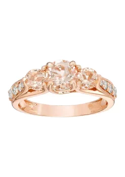 Best Pirce 💯 3/4 ct. t.w. Morganite and 1/5 ct. t.w. Diamond Ring in 10K Rose Gold by Belk & Co. 🌟