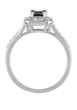 Outlet 🎉 3/5 ct. t.w. Black and White Diamond Princess Cut Halo Engagement Ring in 10K White Gold by Belk & Co. ✔️ -DealsBelk & Co. Store Belk 25746