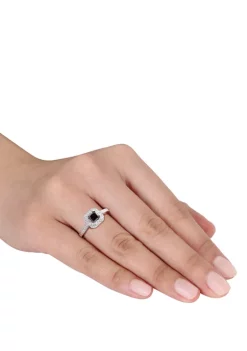 Outlet 🎉 3/5 ct. t.w. Black and White Diamond Princess Cut Halo Engagement Ring in 10K White Gold by Belk & Co. ✔️ -DealsBelk & Co. Store Belk 25747