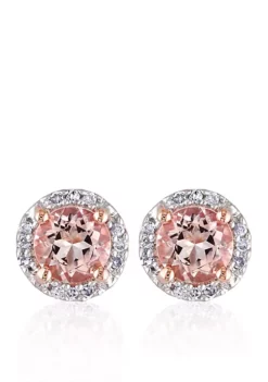 Cheap ⭐ 10k Rose Gold Morganite and Diamond Stud Earrings by Belk & Co. 🎉 -DealsBelk & Co. Store Belk 2575