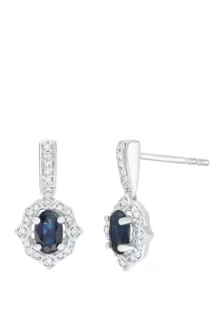 Budget 🥰 3/4 ct. t.w. Sapphire and 1/8 ct. t.w. Diamond Earrings by Belk & Co. 🎉 -DealsBelk & Co. Store Belk 25755